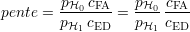 p c p c
pente = -H0--FA = -H0--FA-
pH1 cED pH1 cED